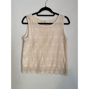 Madewell crochet eyelet scalloped edge blouse